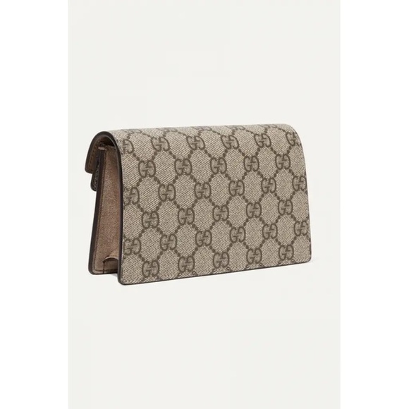 ✨ PRISTINE ✨ Gucci Dionysus Super Mini Bag GG Supreme Canvas Taupe Suede w Chain - Picture 9 of 10